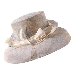 夏季平顶草帽女新款灯罩式大帽檐防晒遮阳帽夏天时尚名媛麻纱礼帽