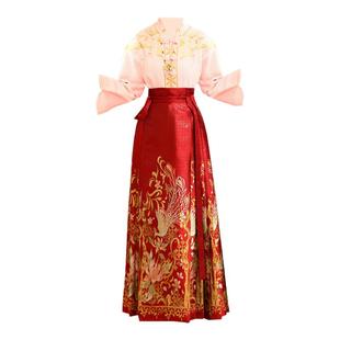 琴瑟和鸣大码敬酒服红色马面裙订婚汉服女刺绣织金新中式半身裙冬