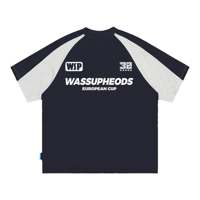 WASSUPHEODS拼接赛车短袖T恤