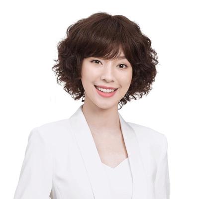 瑞贝卡假发齐斜刘海梨花头短卷发