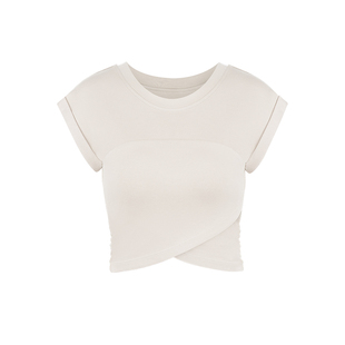 RESHAPE/重塑之路 交叉弧线细腻棉软圆领休闲短袖CrossoverCasual