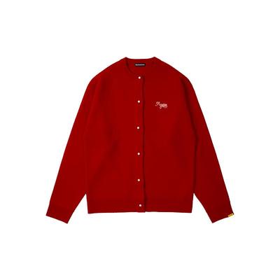 Randomevent【春季新品】25年链条绣LOGO羊毛开衫红色绵羊毛毛衣