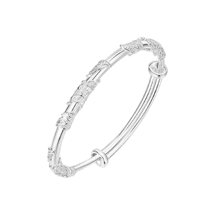 老凤祥足银繁花似锦手镯女新款纯银镯子活口推拉情人节礼物送女友