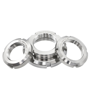 不锈钢304圆螺母GB812国标开槽螺帽细牙反牙锁紧螺母止退并帽锁帽