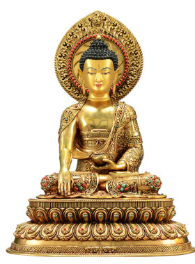 全鎏金释迦牟尼铜像摆件