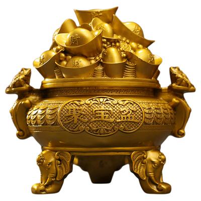 纯黄铜开盖西墙朱砂金蟾聚宝盆烟灰缸可存钱聚宝盆摆件聚财存钱罐