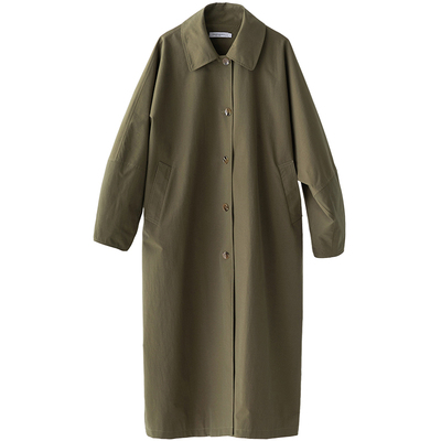 CR宽松休闲茧型纸感长款风衣外套