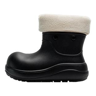 多嘴驴Donkey黑色小丑鞋女款冬季厚底加绒雨靴雪地靴防水东北棉鞋