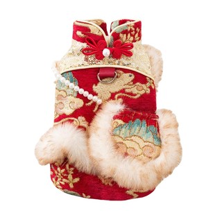 花团锦簇小狗狗新年衣服冬装2026新款比熊泰迪猫咪小型幼犬过年款