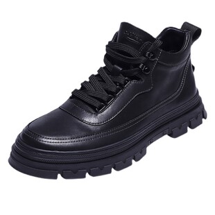 金利来男鞋2024冬季新款加绒厚底高帮真皮运动休闲皮鞋棉鞋雪地靴