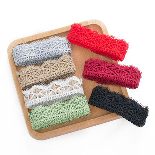 宽2.5cm彩色金银涤纶线刺绣水溶花边 lolita手工装饰蕾丝