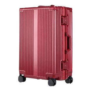 大嘴猴红色结婚铝框行李箱20寸陪嫁拉杆箱新娘嫁妆旅行箱女皮箱子