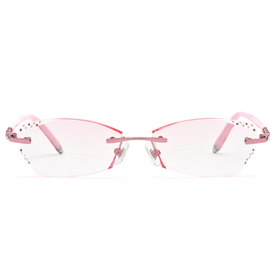 配近视眼镜无框眼镜女切边钻石眼镜成品平光变色超轻眼镜框近视镜