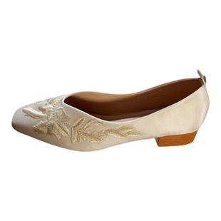 单鞋女秋2025新款新中式古风配旗袍汉服豆豆瓢鞋子粗跟软皮奶奶鞋