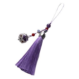 加噜随身香薰香囊流苏手机链挂件挂绳中国复古风精致吊坠车钥匙扣古风铃铛香丸紫色手机挂饰防丢U盘吊坠包包