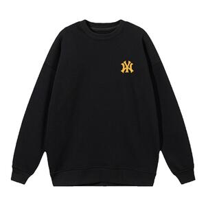 NY官网旗舰店刺绣圆领卫衣女秋冬加绒纯棉潮牌宽松情侣装套头衫男