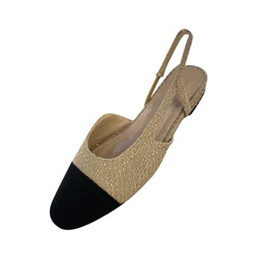 小小苏在首尔气质雾霾蓝包头凉鞋女圆头后绊带优雅OL玫红色小单鞋