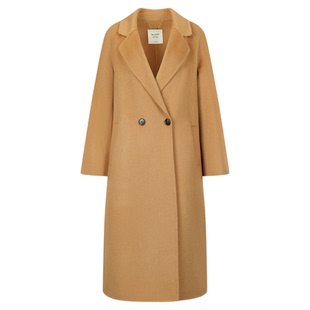 DTLANDO冬季女装优雅气质百搭翻领设计中长款100%绵羊毛大衣外套