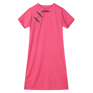 小乐往原创亲子装100 中式改良梅红旗袍母女装国风度假过年连衣裙