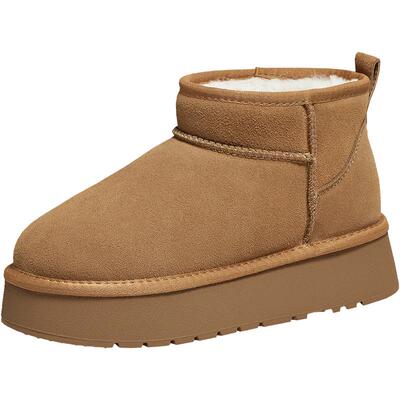 百思图25冬加绒保暖女雪地短靴