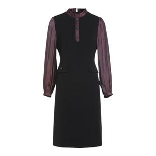 乔万尼连衣裙长袖2025新款春款法式撞色设计气质中长款EM3E412