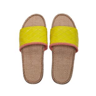 硕牌亚麻拖鞋家居男女情侣纯皮抑菌吸汗防滑防臭夏季按摩居家外穿