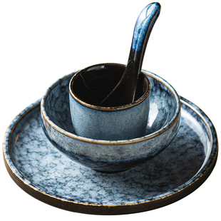 日式陶瓷酒店摆台餐具四件套一人食碗碟套装单人仪式感餐厅火锅店