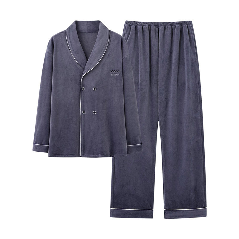 爸爸冬季海岛绒保暖休闲家居服男