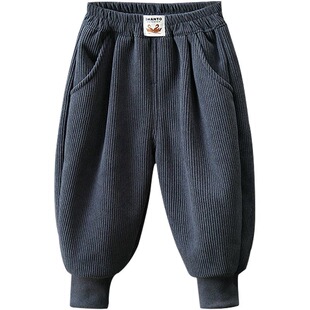 男童加绒裤子中小童冬季加厚一体羊羔绒保暖宝宝一条过冬灯芯绒裤