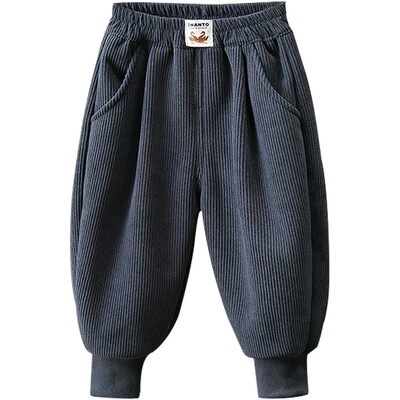 男童加绒裤子中小童冬季加厚一体羊羔绒保暖宝宝一条过冬灯芯绒裤