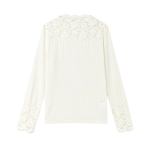 秋水伊人蕾丝花边领口蕾丝衫2025年冬季新款女半高领显瘦百搭上衣