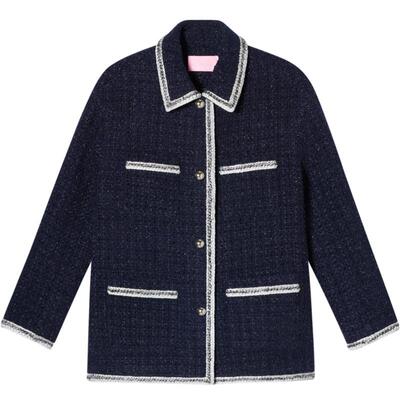 SALT.P可颜花纱织带撞色拼边粗花呢肌理感小香风短外套冬款