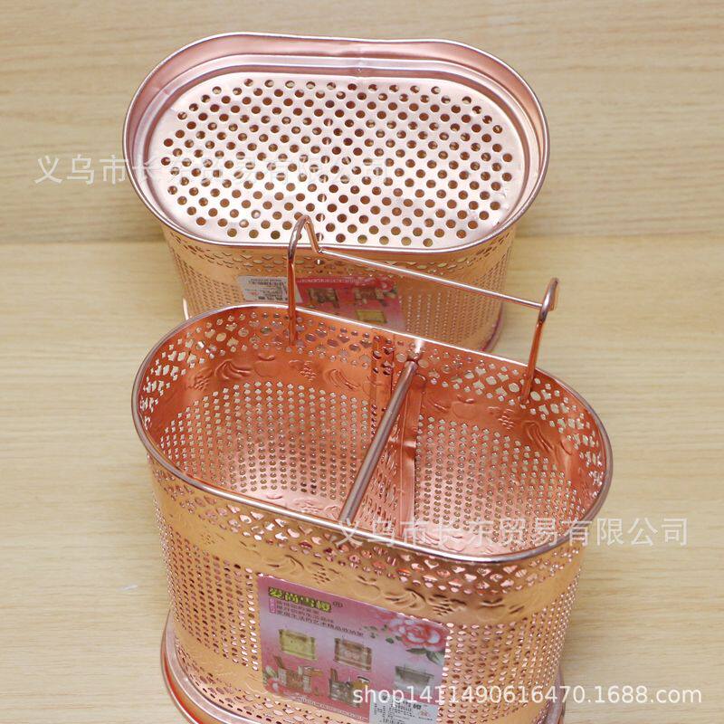 K025玫金色家用两格挂筒式架筷筷子笼沥水厨房筷子钢