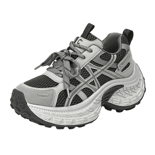 千百度老爹鞋女2026春季新款厚底增高休闲鞋酷潮网面透气运动鞋