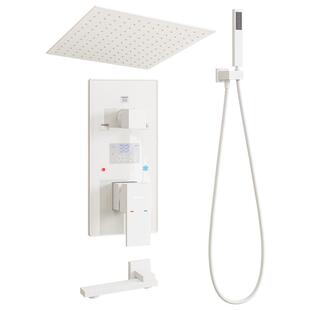 暗装入墙式花洒隐藏暗埋预埋隐形天幕硅胶配件奶油风极简淋浴套装