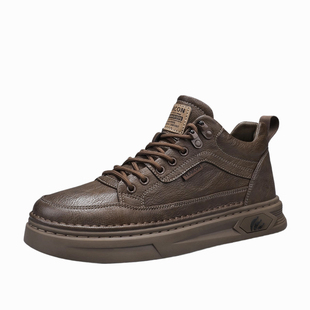 意尔康马丁靴男鞋2026新款春秋夏季透气百搭中帮板鞋男士休闲皮鞋