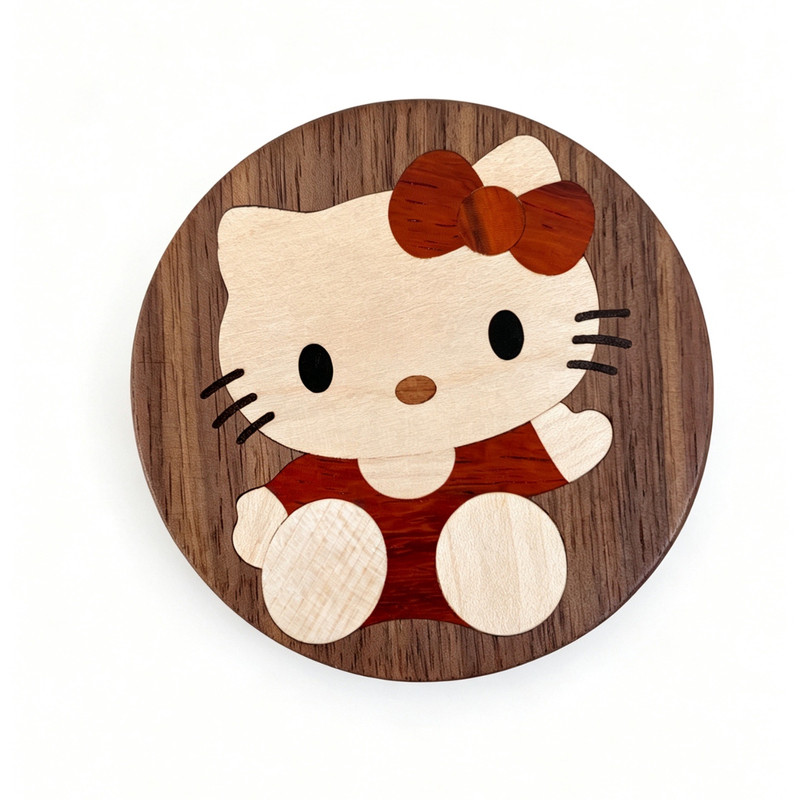 HelloKitty木质可爱随身小镜子
