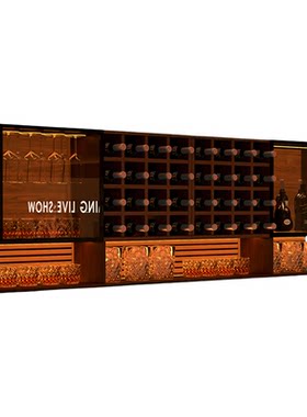 壁挂式酒吧酒柜樱桃木组合展示柜