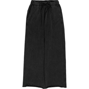 O3PARK秋新款毛边炒色泛白重磅剑道裤洗褪做旧宽松阔腿卷边卫裤