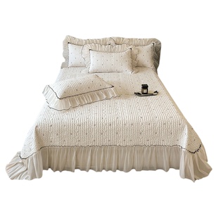 法式全棉单件床盖款田园小碎花带花边亲肤纯棉床单加厚榻榻米铺盖