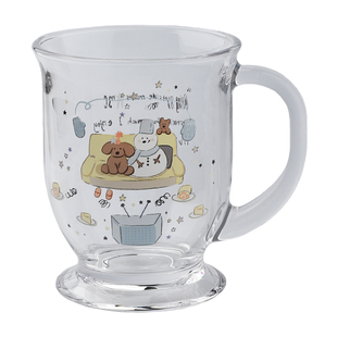 舍里可爱卡通玻璃杯家用喝水杯子少女心ins风牛奶杯果汁杯甜品杯