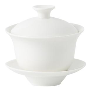 潮汕陶瓷茶具功夫敬茶杯三才碗泡茶碗晕茶盖碗白瓷品茗杯定制