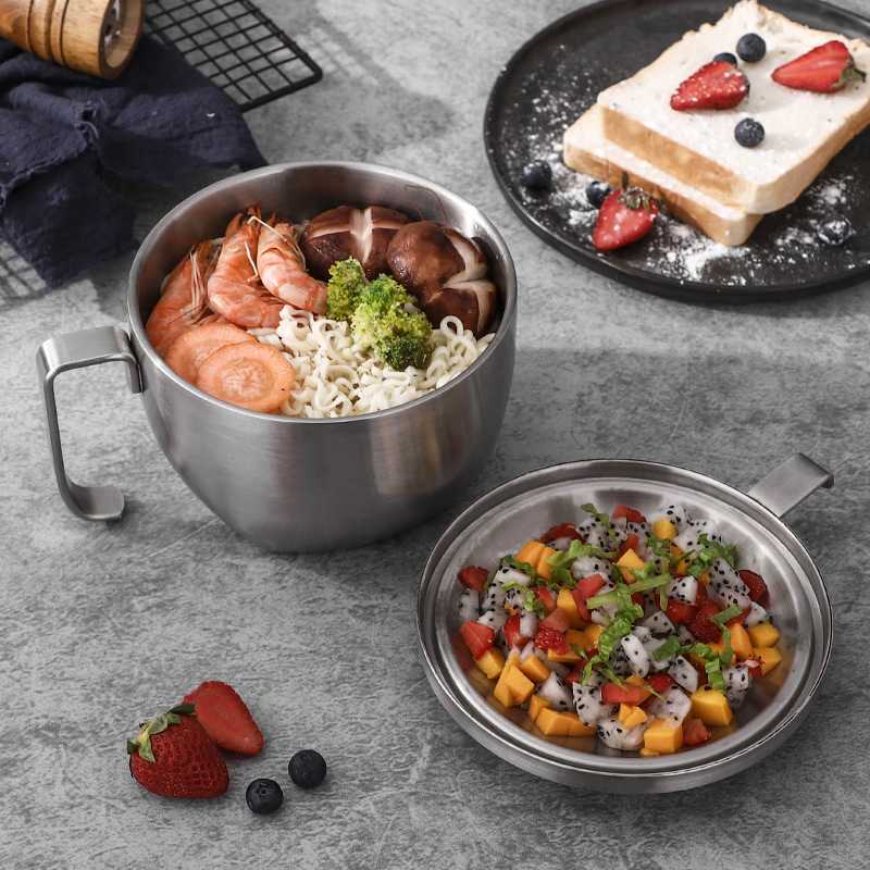 泡面碗不锈钢上班族便当餐盒杯防学生饭盒烫食堂保温快餐设计双层