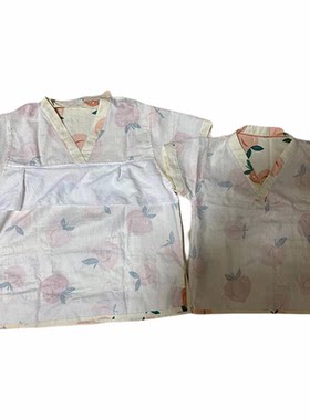 亲子汗蒸服纯棉桃子女儿童宝宝洗浴服汤泉衣服酒店会所按摩桑拿服