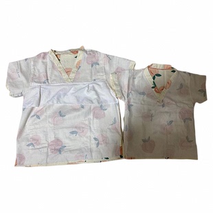 亲子汗蒸服纯棉桃子女儿童宝宝洗浴服汤泉衣服酒店会所按摩桑拿服
