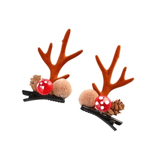 鹿角圣诞头饰发箍森系圣诞节夹子发夹女发卡拍照发饰可爱头箍装扮