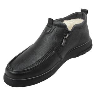 3515强人男鞋冬季羊毛棉鞋男休闲软皮鞋真皮加绒保暖轻便爸爸鞋子