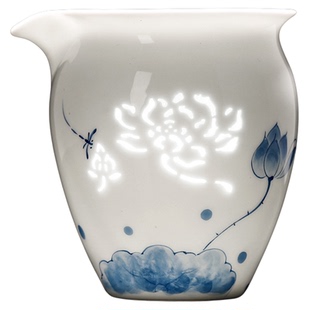 中式玲珑瓷手绘公道杯陶瓷功夫茶具办公室泡茶茶海分茶器2025新款