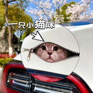 【拉链小猫】车贴2026新款惊喜创意趣味可爱仿真宠物汽车装饰贴