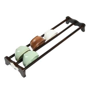 黑檀木杯架功夫茶杯收纳架单层晾茶具沥水置物架实木杯托茶道配件